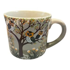 Otagiri Vintage Owl Tree Stoneware Ceramic Mug with Owl family in tree.